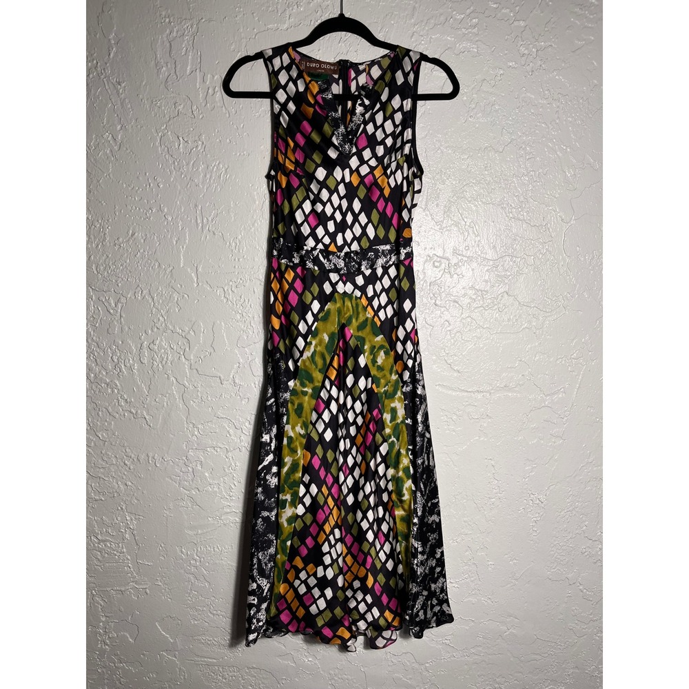 Duro Olowu London Pure Silk Abstract Print Sleeveless Midi Dress Est S